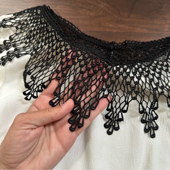 FOR LOVE & LEMONS Black White Open Draped Back Long Sleeve Top - Picture 5 of 12